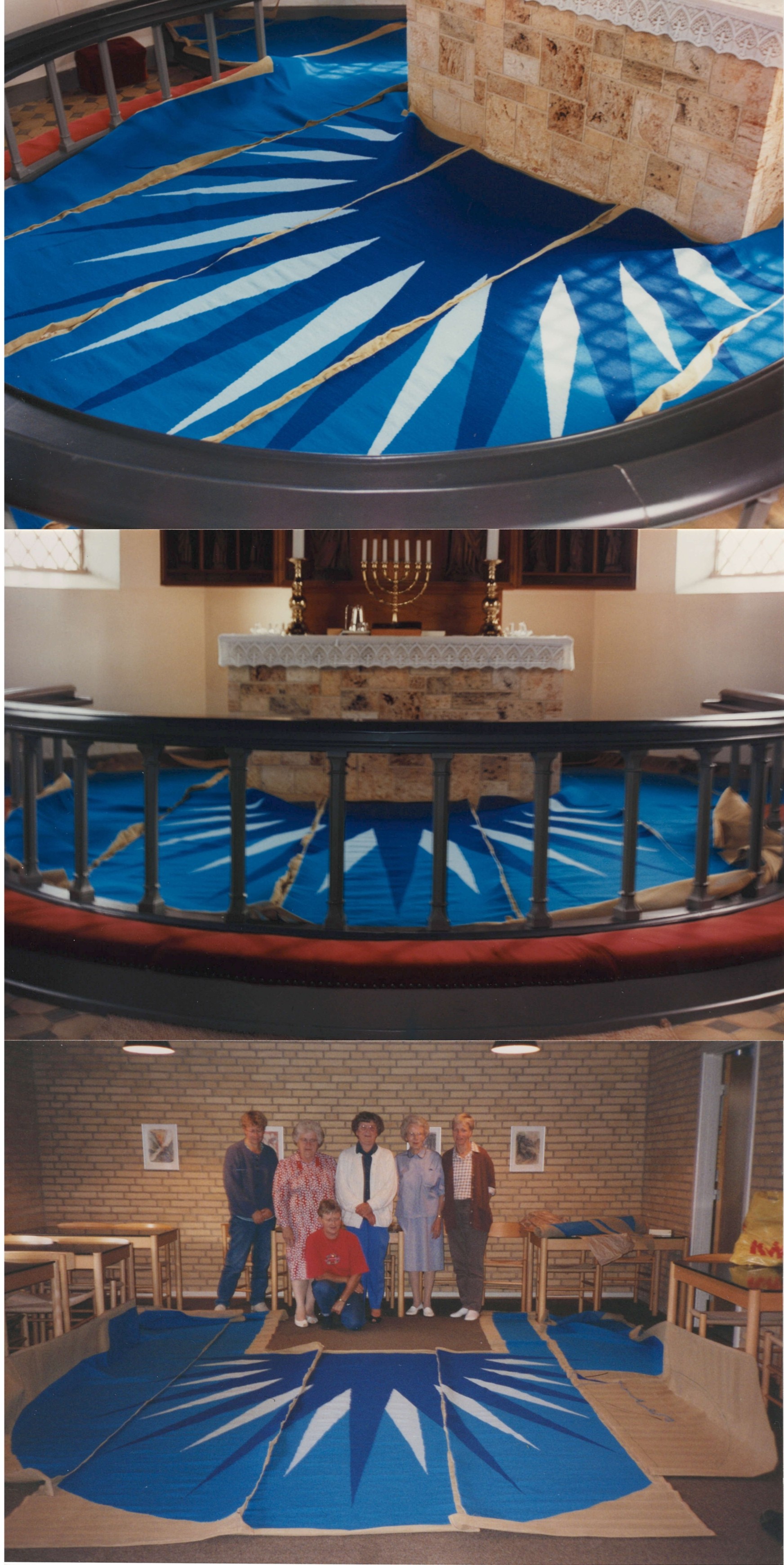 kirketæppet anlagt og nogle af kvinderne er vist